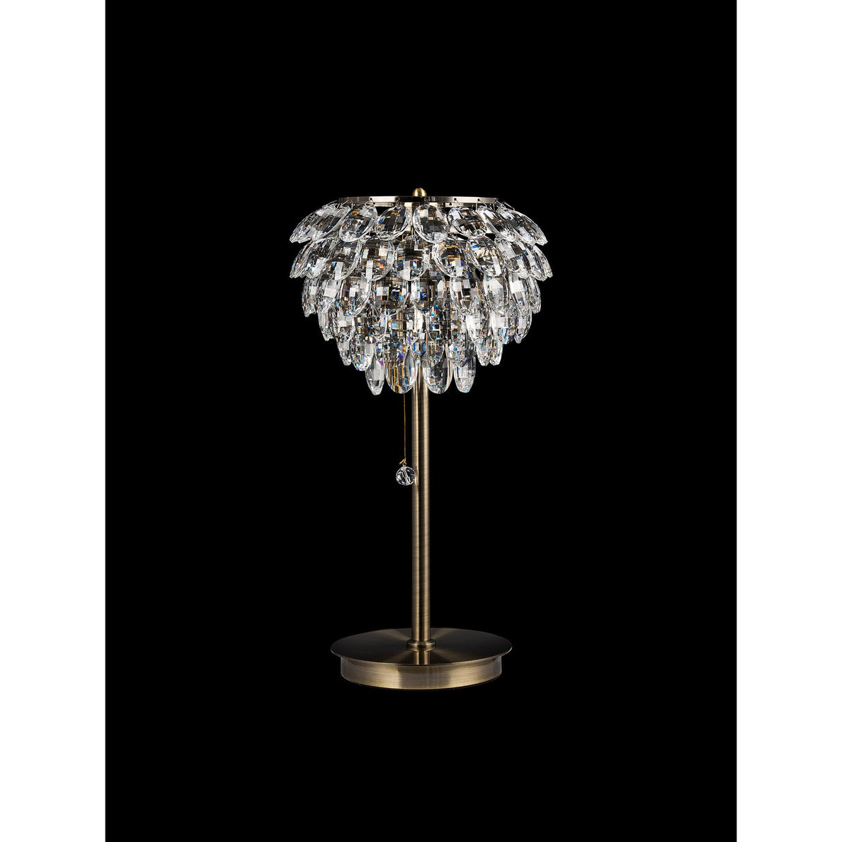 Coniston 2 Light Crystal Table Lamp - Antique Brass