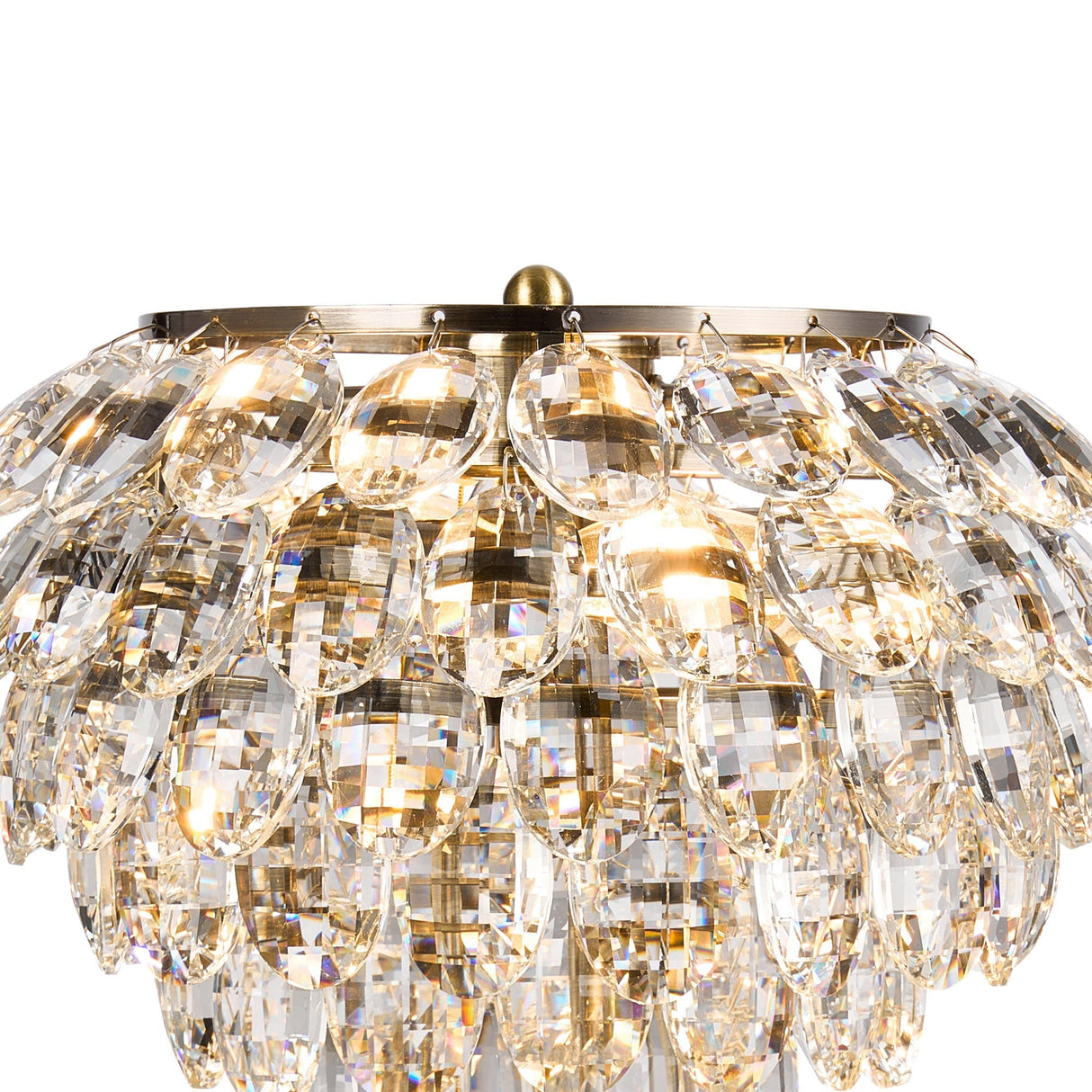 Coniston 2 Light Crystal Table Lamp - Antique Brass