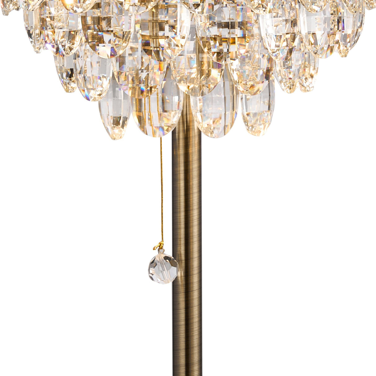 Coniston 2 Light Crystal Table Lamp - Antique Brass