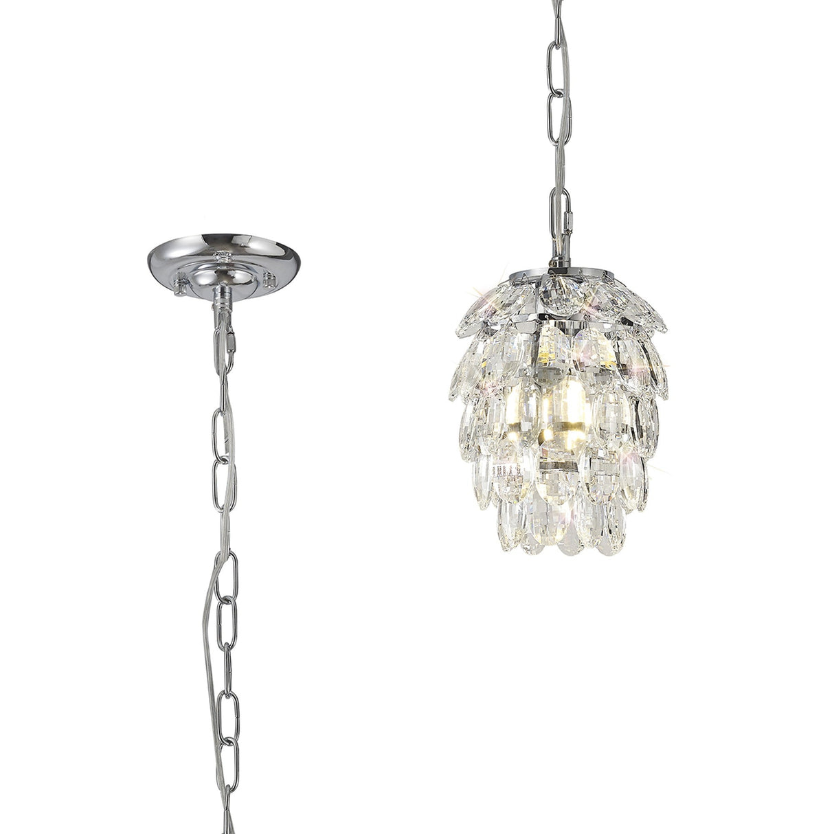 Coniston 17cm 1 Light Crystal Pendant Light - Polished Chrome