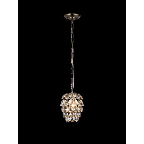 Coniston 17cm 1 Light Crystal Pendant Light - Antique Brass