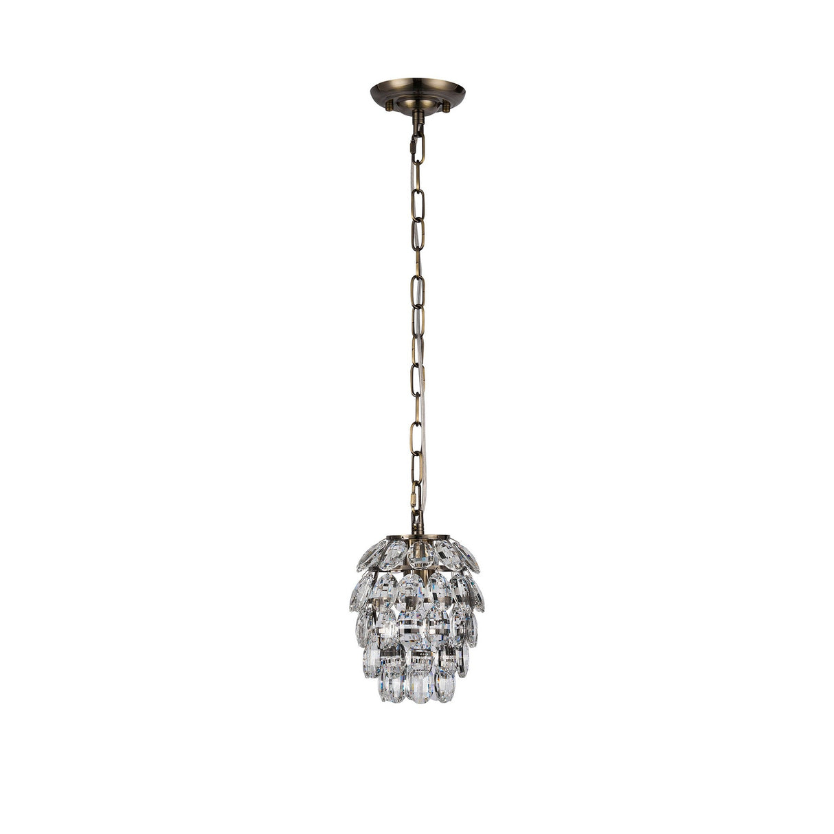 Coniston 17cm 1 Light Crystal Pendant Light - Antique Brass