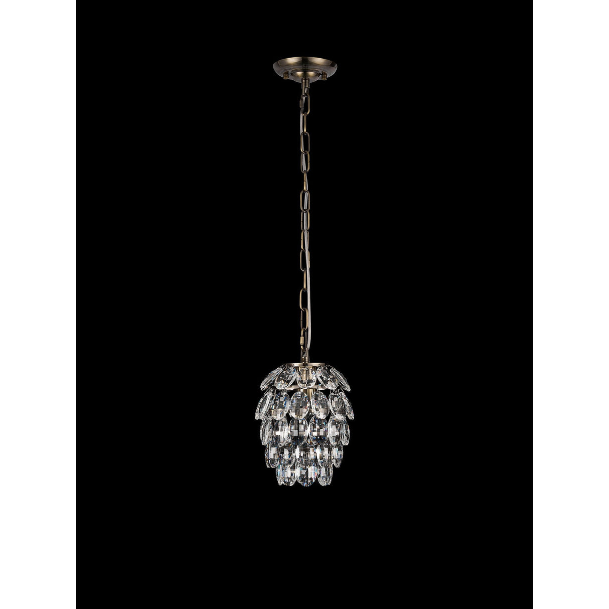 Coniston 17cm 1 Light Crystal Pendant Light - Antique Brass