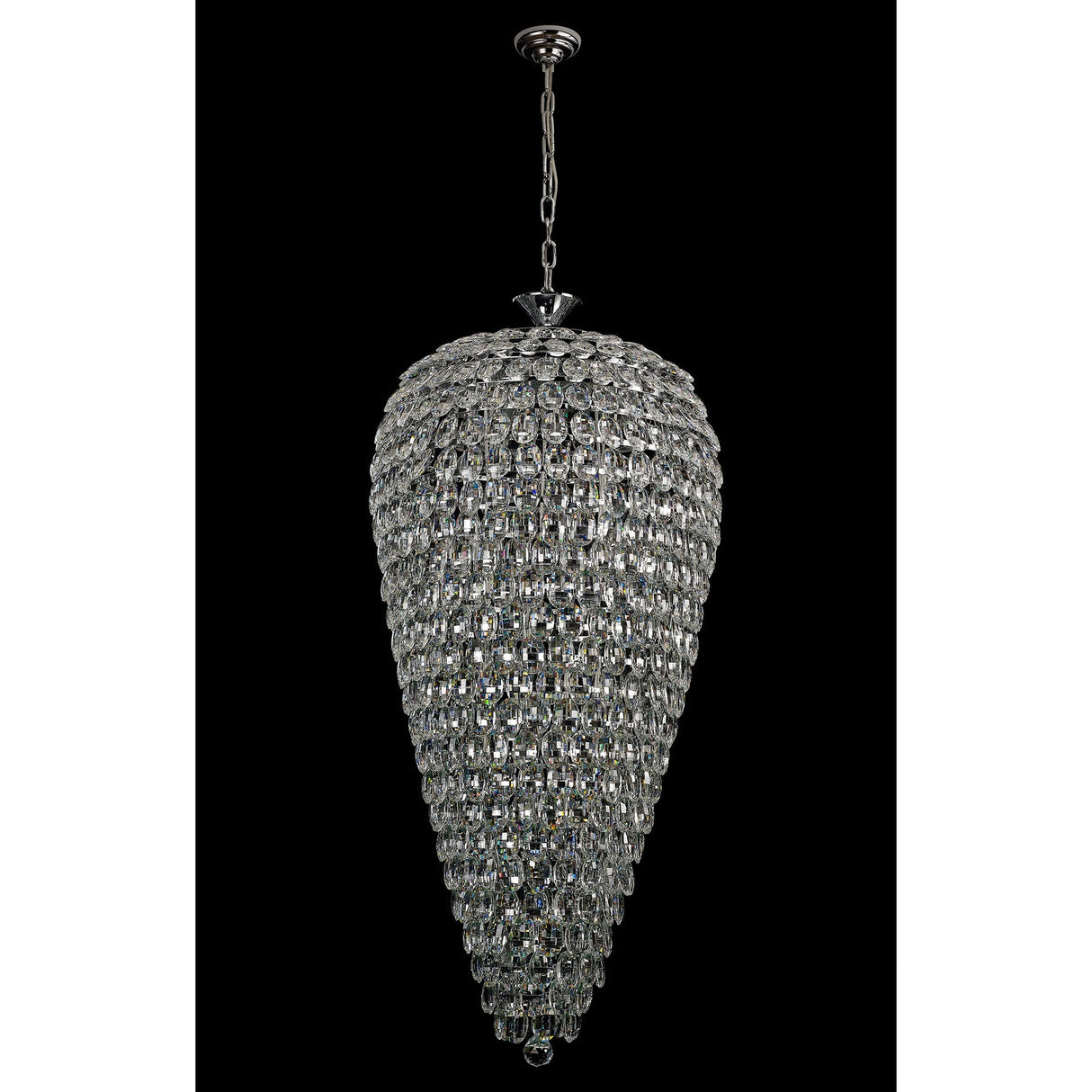 Coniston 60cm Tall Acorn 20 Light Crystal Chandelier - Polished Chrome