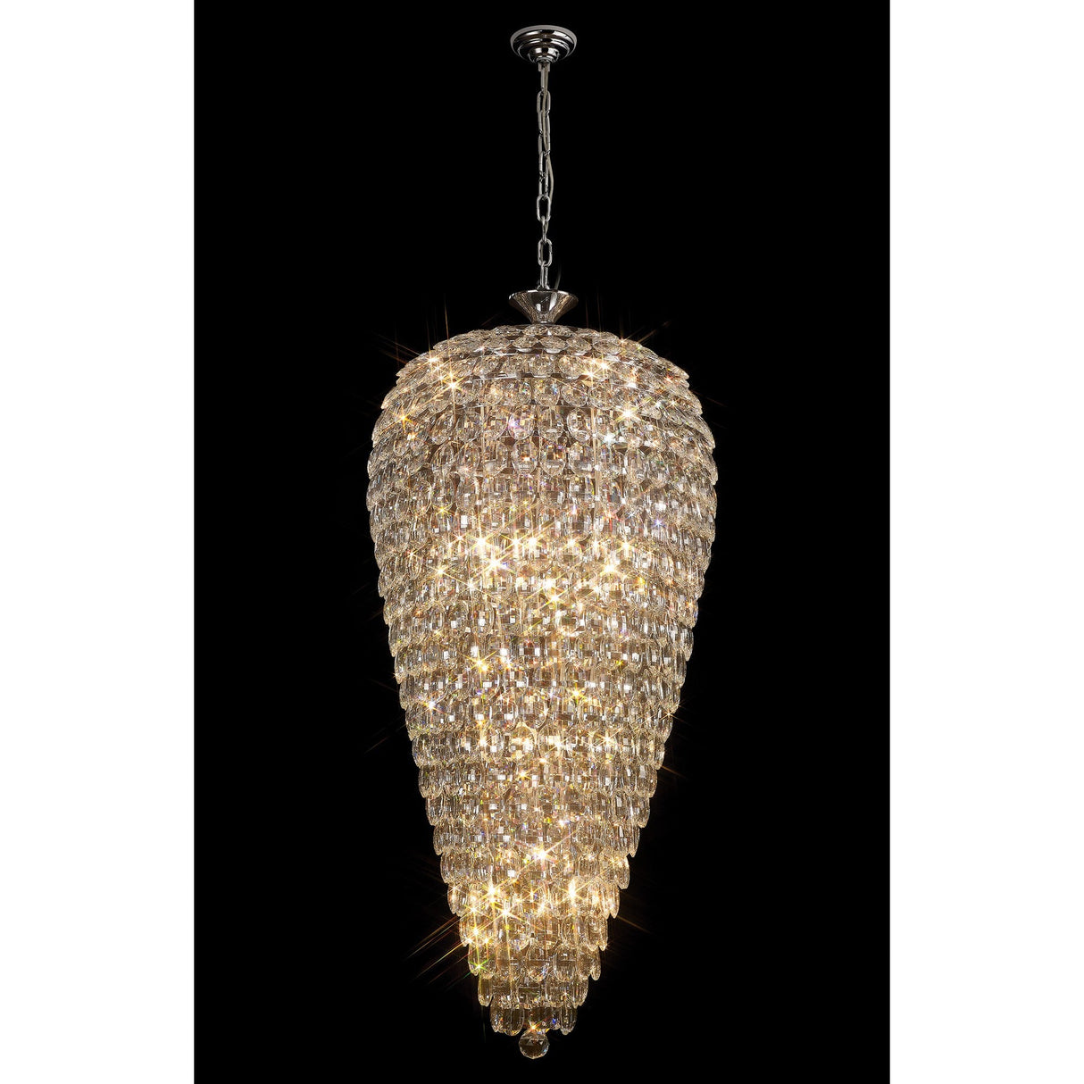 Coniston 60cm Tall Acorn 20 Light Crystal Chandelier - Polished Chrome