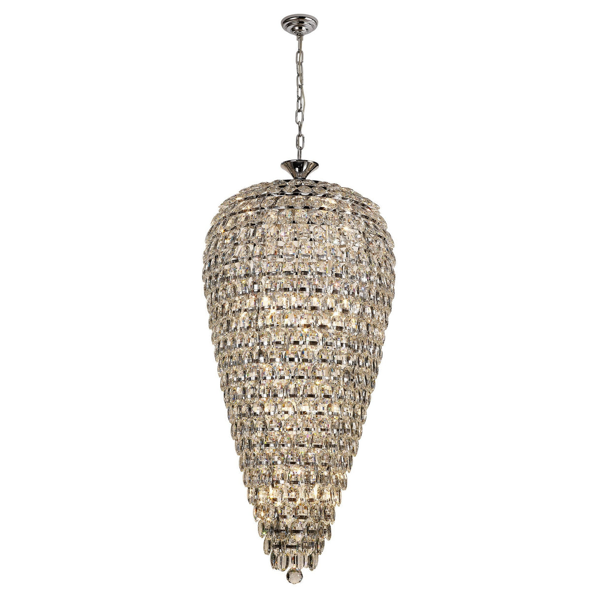 Coniston 60cm Tall Acorn 20 Light Crystal Chandelier - Polished Chrome