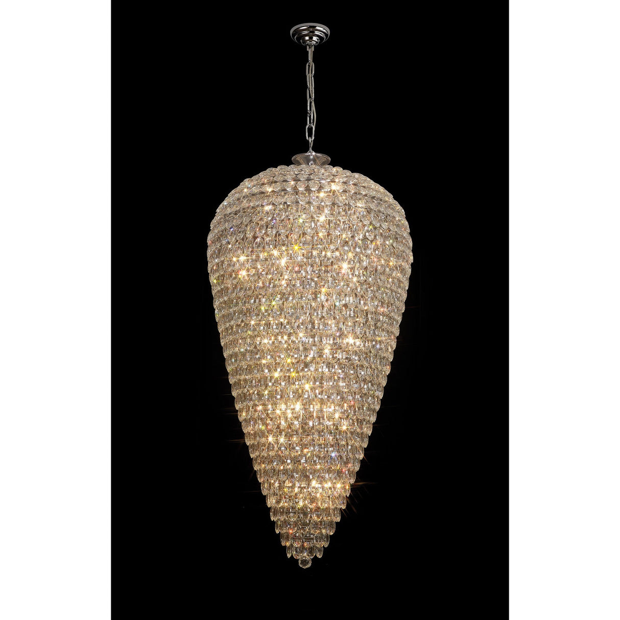 Coniston 80cm Tall Acorn 30 Light Crystal Chandelier - Polished Chrome