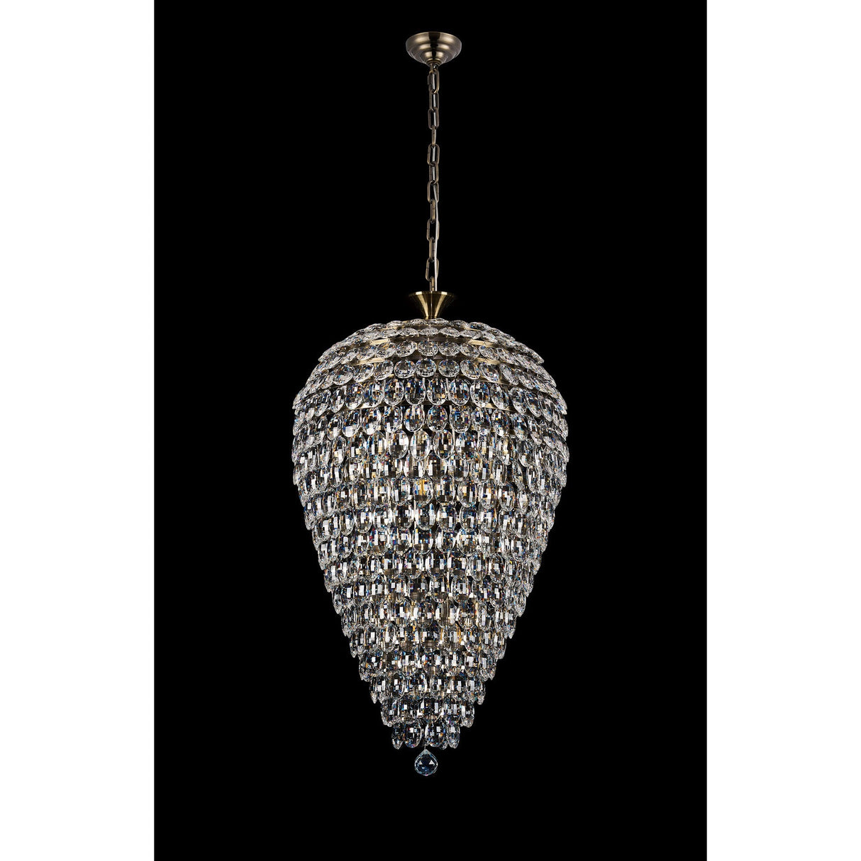 Coniston 60cm Acorn 16 Light Crystal Chandelier - Antique Brass