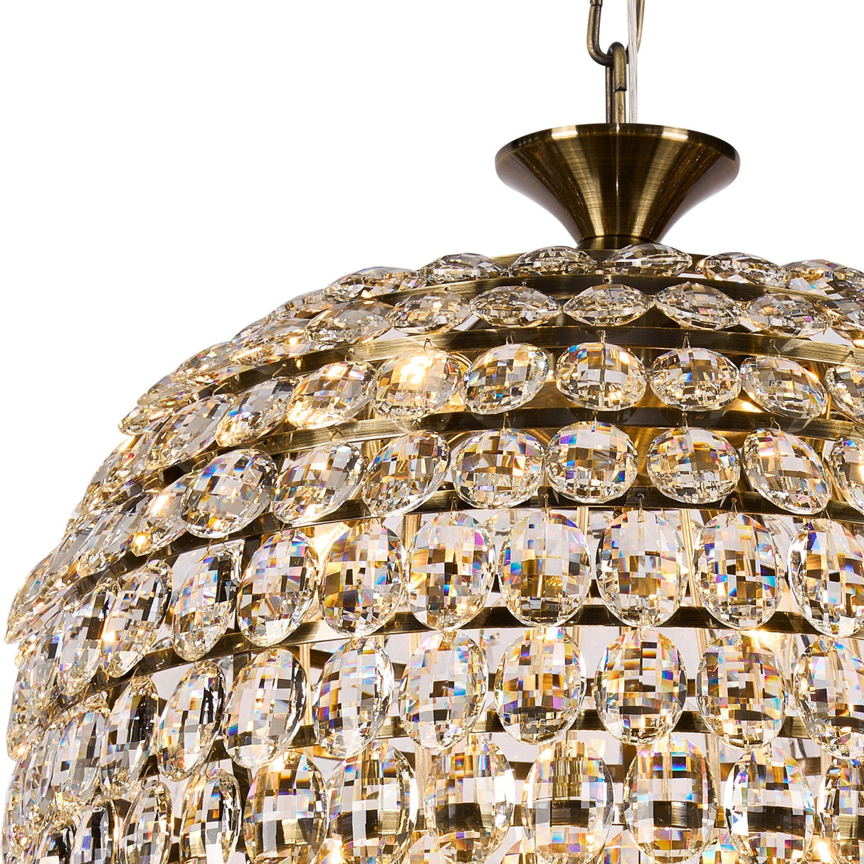 Coniston 60cm Acorn 16 Light Crystal Chandelier - Antique Brass