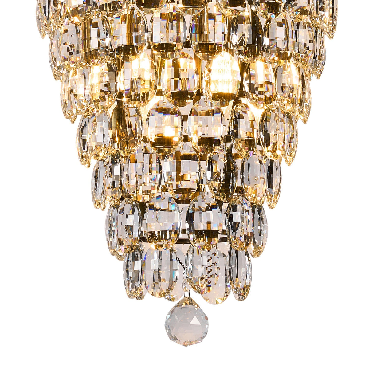 Coniston 60cm Tall Acorn 20 Light Crystal Chandelier - Antique Brass