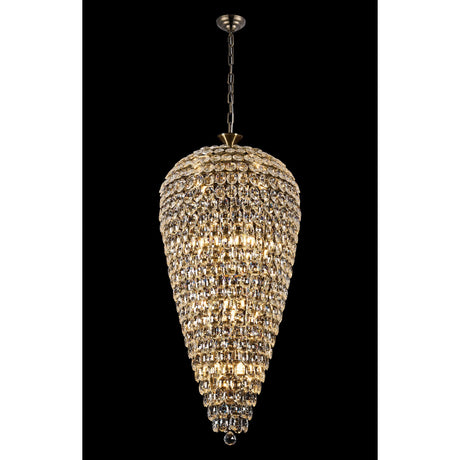 Coniston 60cm Tall Acorn 20 Light Crystal Chandelier - Antique Brass
