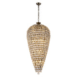 Coniston 60cm Tall Acorn 20 Light Crystal Chandelier - Antique Brass