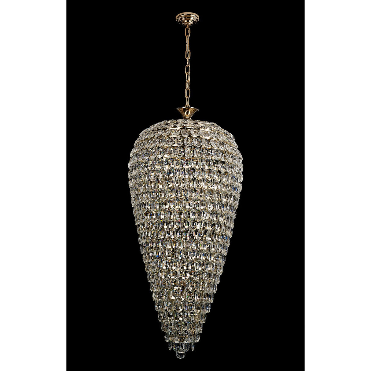 Coniston 60cm Tall Acorn 20 Light Crystal Chandelier - French Gold
