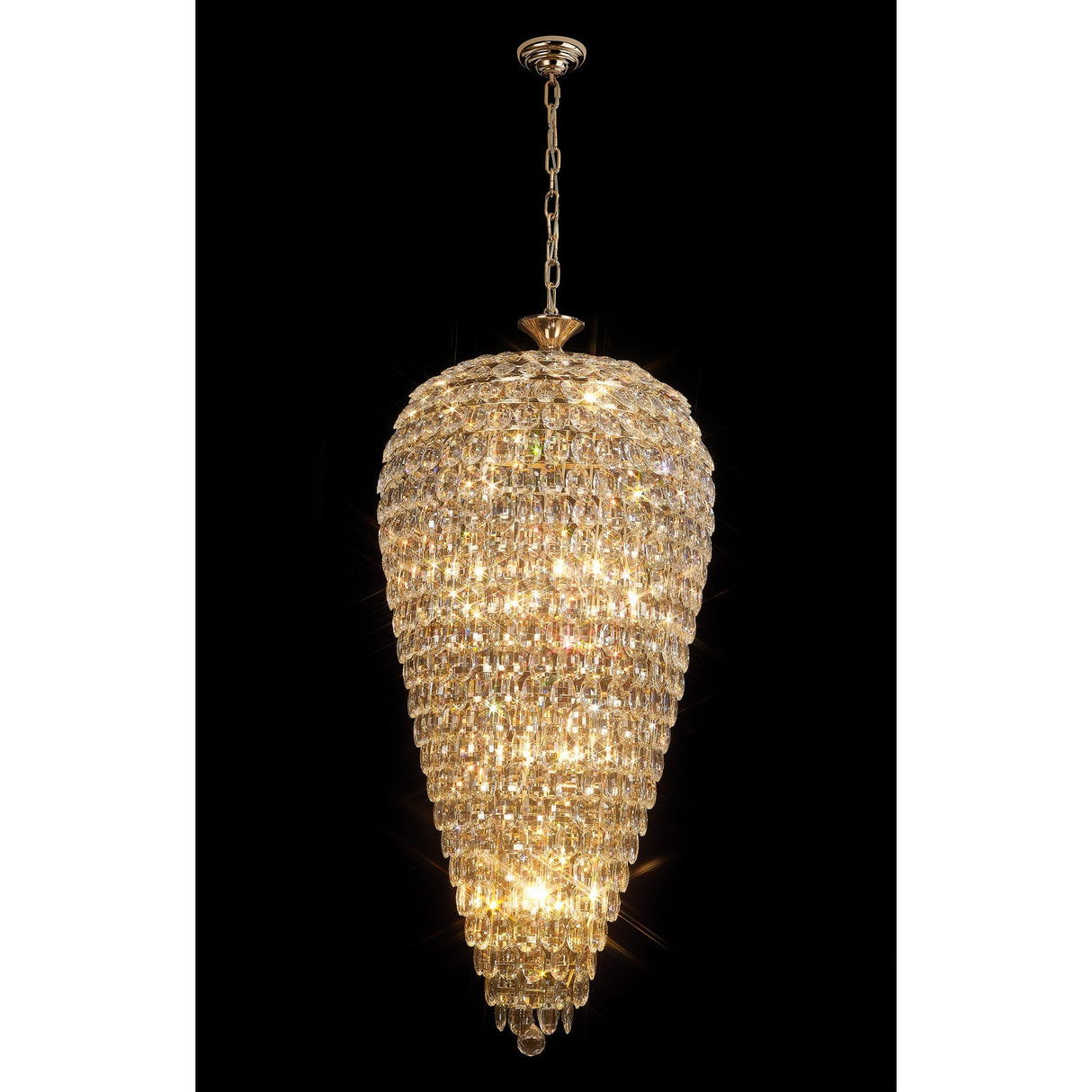 Coniston 60cm Tall Acorn 20 Light Crystal Chandelier - French Gold