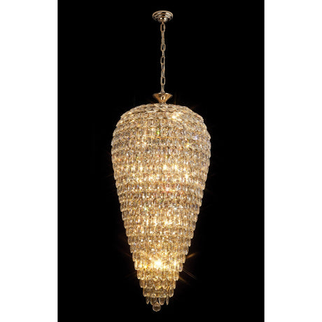 Coniston 60cm Tall Acorn 20 Light Crystal Chandelier - French Gold