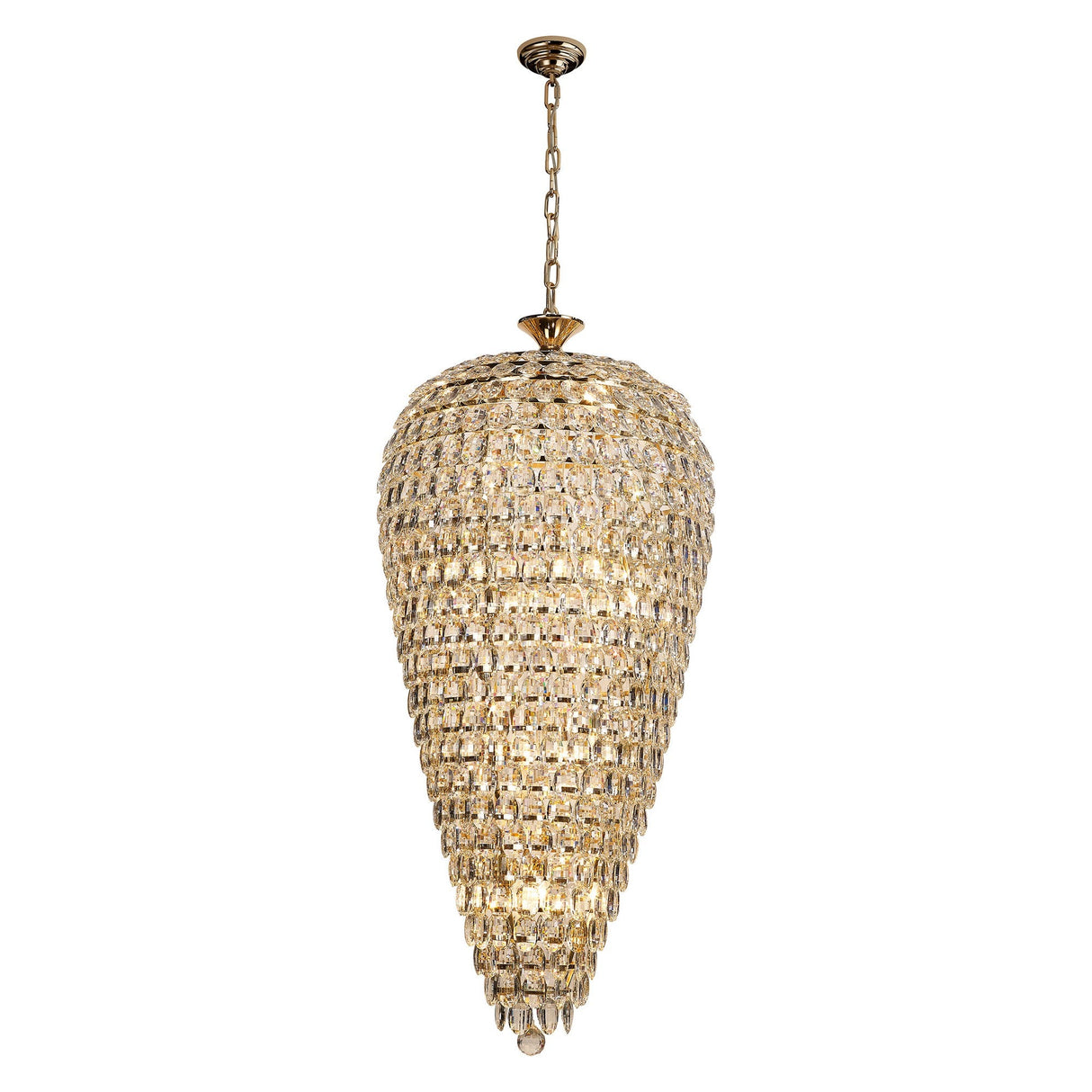 Coniston 60cm Tall Acorn 20 Light Crystal Chandelier - French Gold