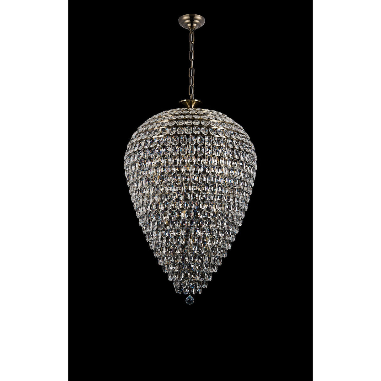 Coniston 80cm Acorn 25 Light Crystal Chandelier - Antique Brass
