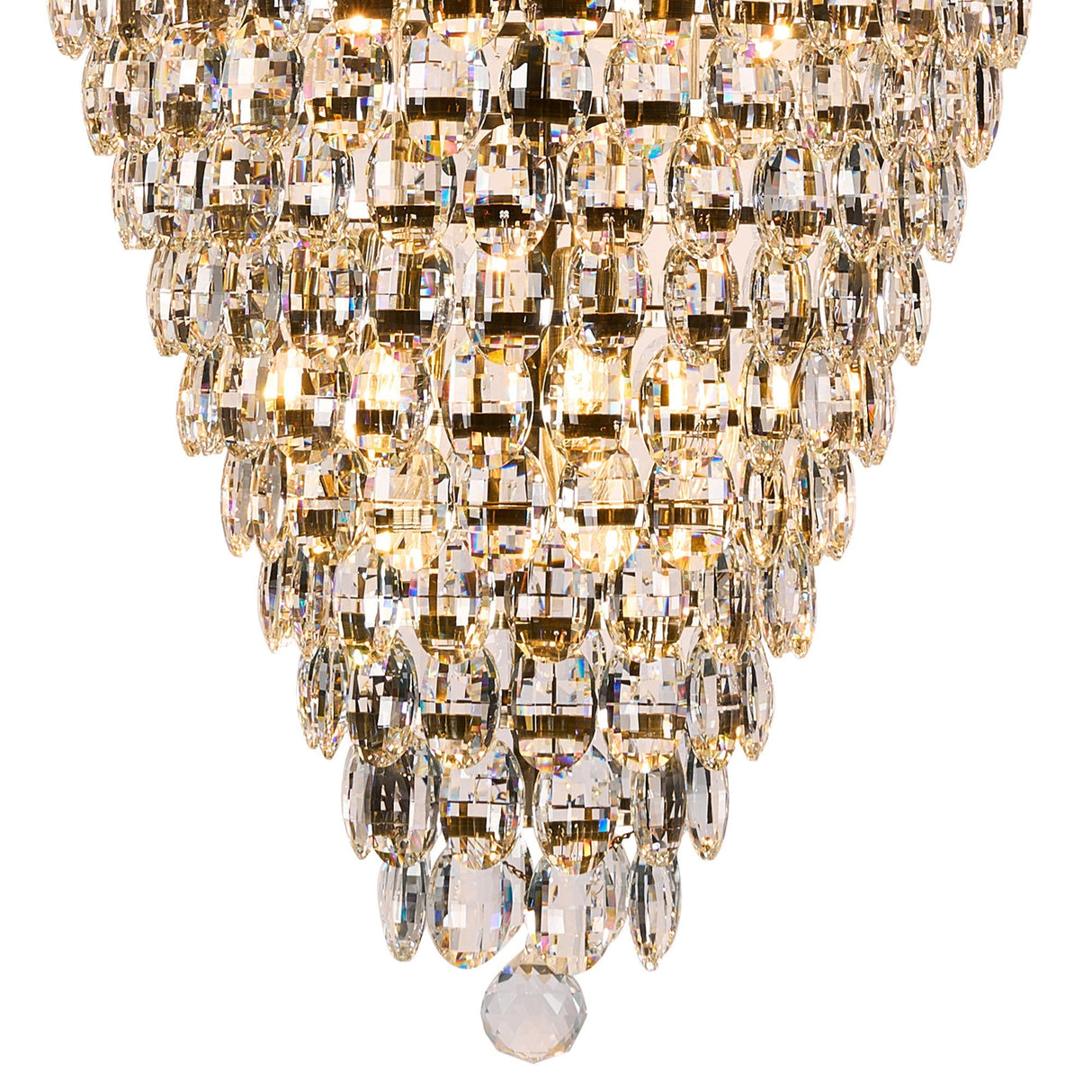 Coniston 80cm Tall Acorn 30 Light Crystal Chandelier - Antique Brass