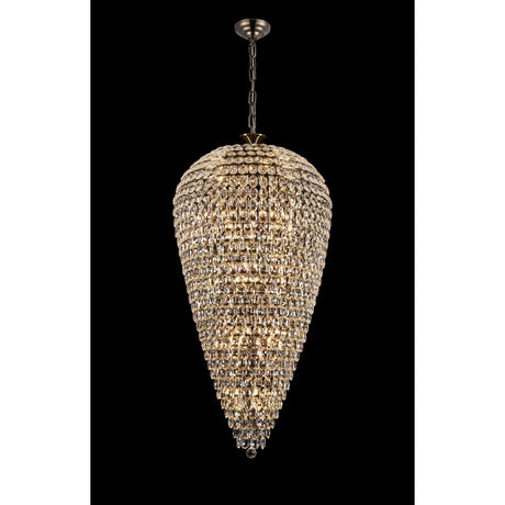Coniston 80cm Tall Acorn 30 Light Crystal Chandelier - Antique Brass