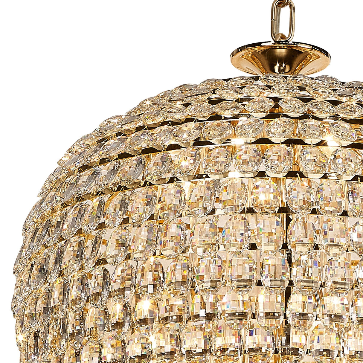 Coniston 80cm Tall Acorn 30 Light Crystal Chandelier - French Gold