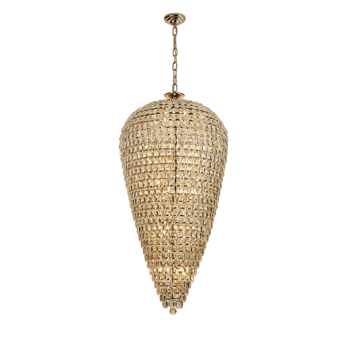Coniston 80cm Tall Acorn 30 Light Crystal Chandelier - French Gold