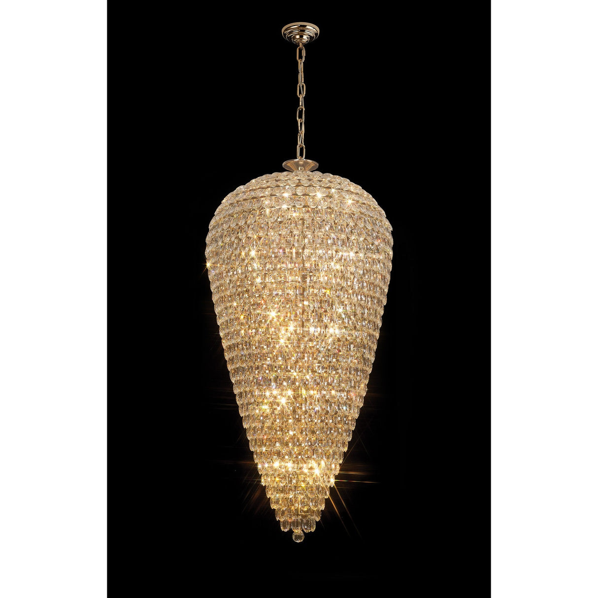 Coniston 80cm Tall Acorn 30 Light Crystal Chandelier - French Gold