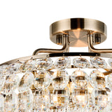 Coniston 8 Light Ring Crystal Semi-Flush Ceiling Light - Antique Brass