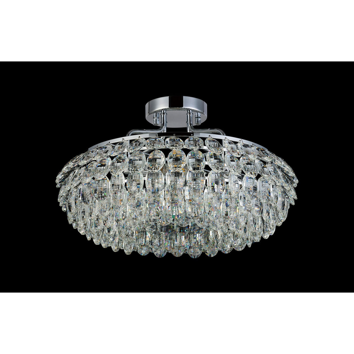Coniston 8 Light Ring Crystal Semi-Flush Ceiling Light - Polished Chrome