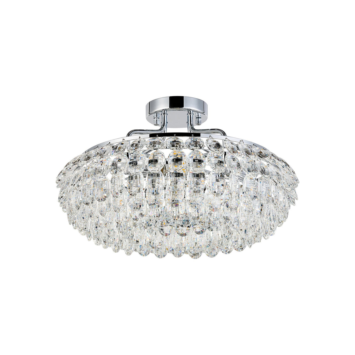 Coniston 8 Light Ring Crystal Semi-Flush Ceiling Light - Polished Chrome
