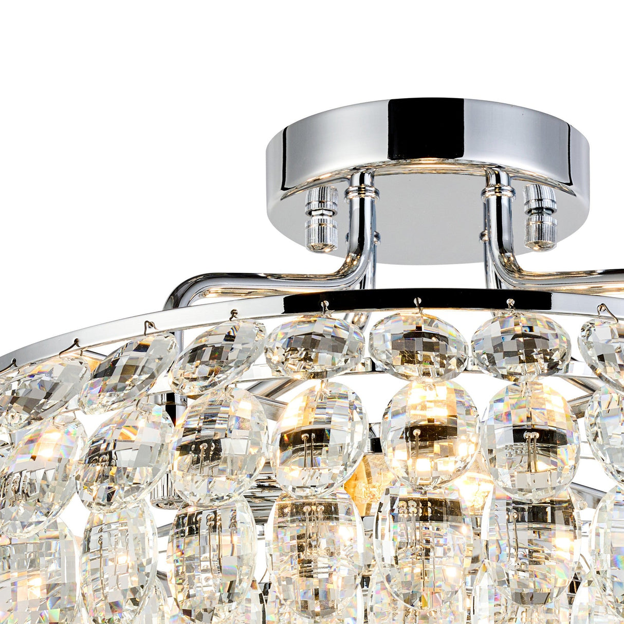 Coniston 8 Light Ring Crystal Semi-Flush Ceiling Light - Polished Chrome