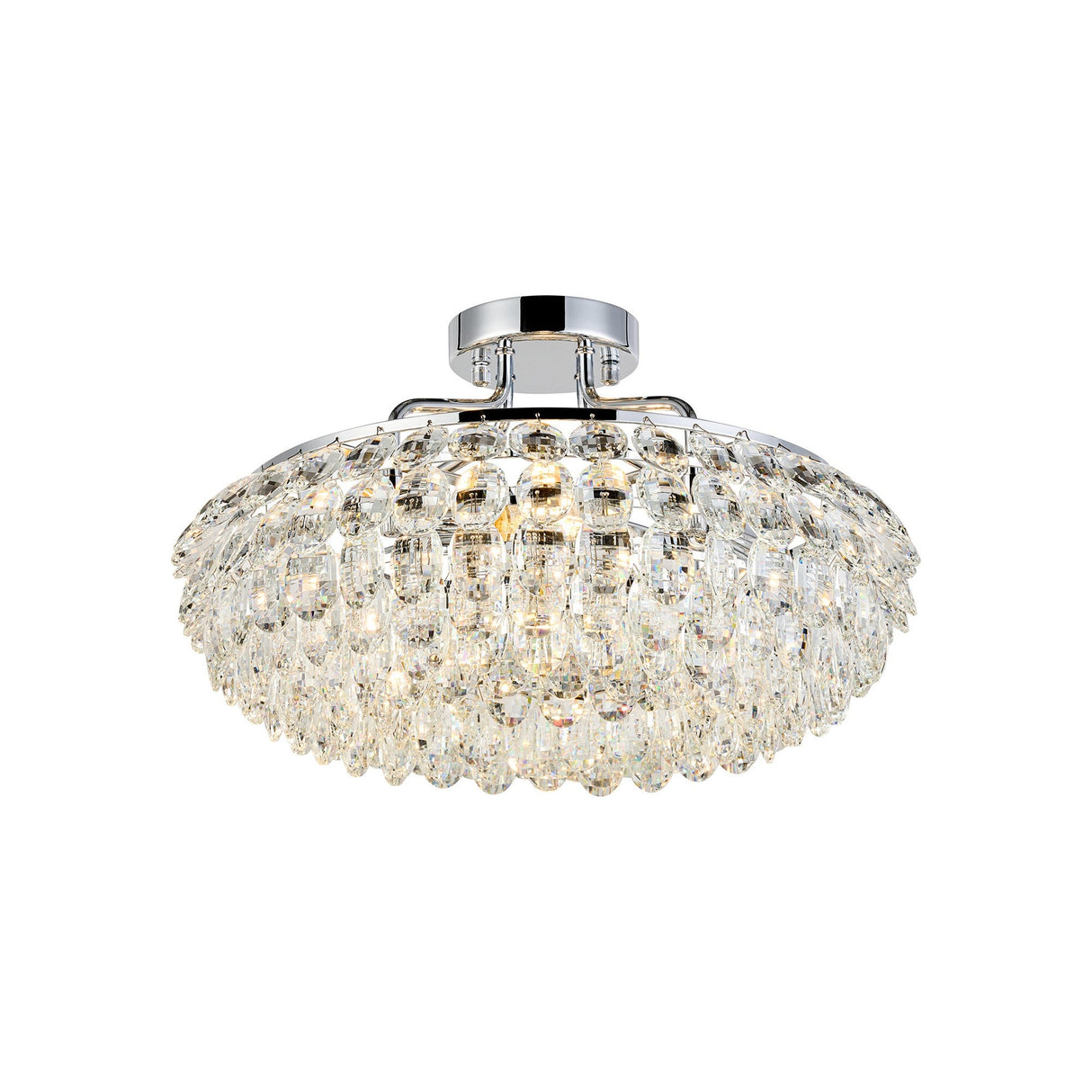 Coniston 8 Light Ring Crystal Semi-Flush Ceiling Light - Polished Chrome