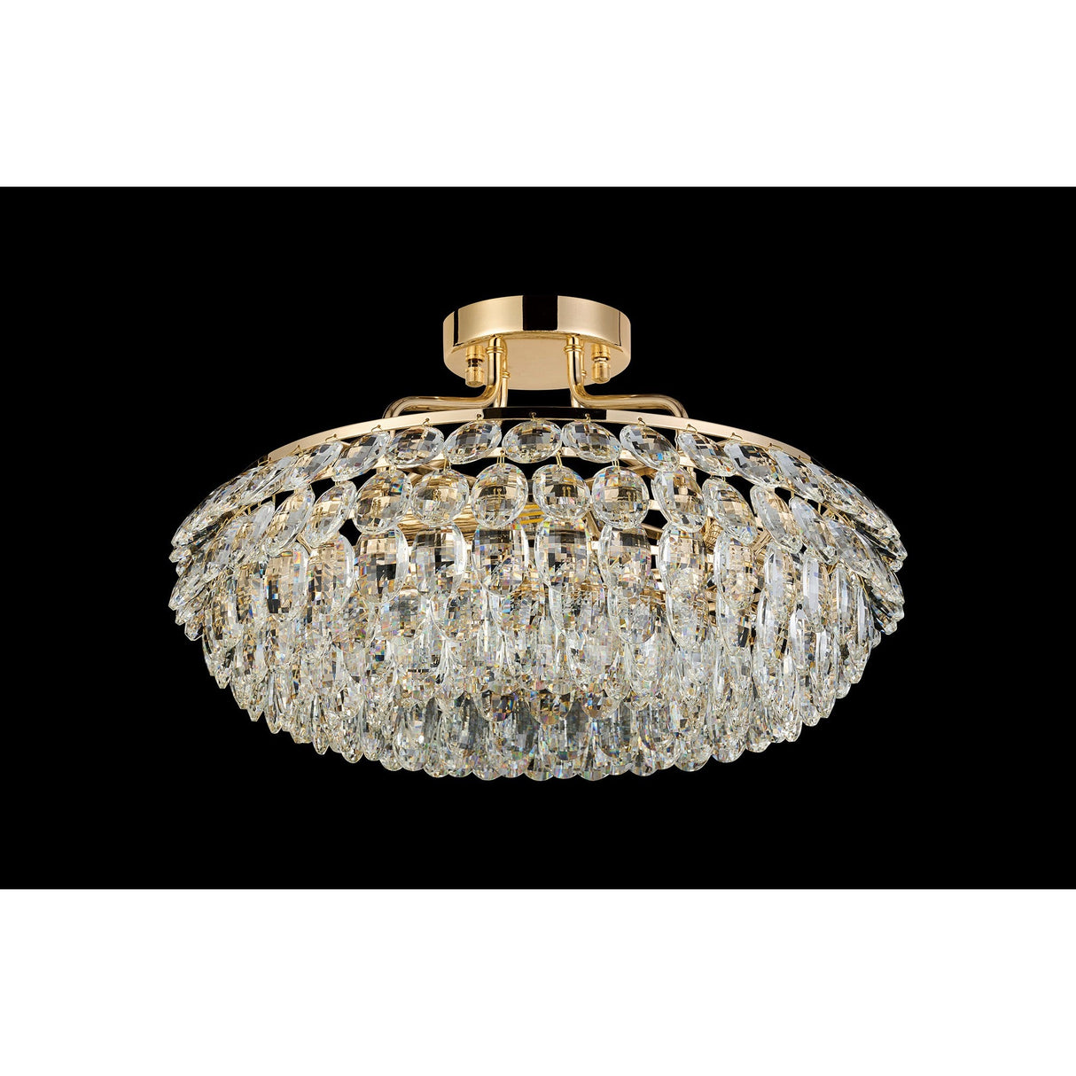 Coniston 8 Light Ring Crystal Semi-Flush Ceiling Light - French Gold