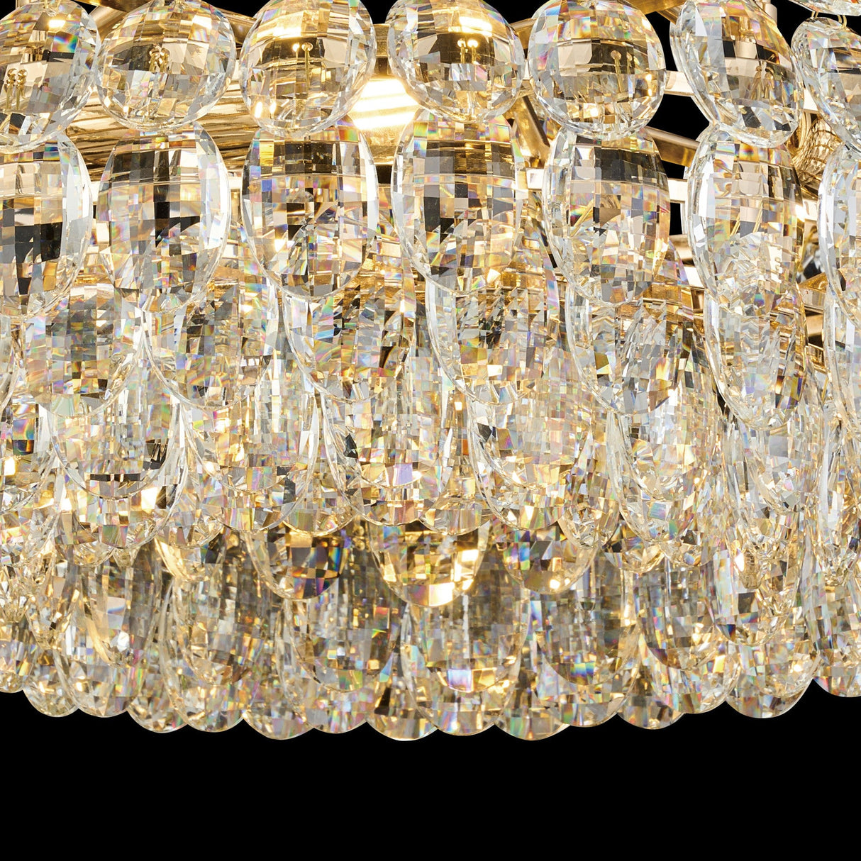 Coniston 8 Light Ring Crystal Semi-Flush Ceiling Light - French Gold