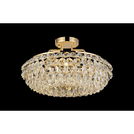 Coniston 8 Light Ring Crystal Semi-Flush Ceiling Light - French Gold