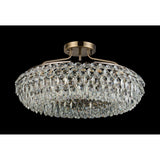 Coniston 15 Light Ring Crystal Semi-Flush Ceiling Light - Antique Brass