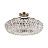 Coniston 15 Light Ring Crystal Semi-Flush Ceiling Light - Antique Brass