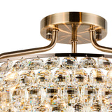Coniston 15 Light Ring Crystal Semi-Flush Ceiling Light - Antique Brass