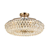 Coniston 15 Light Ring Crystal Semi-Flush Ceiling Light - Antique Brass
