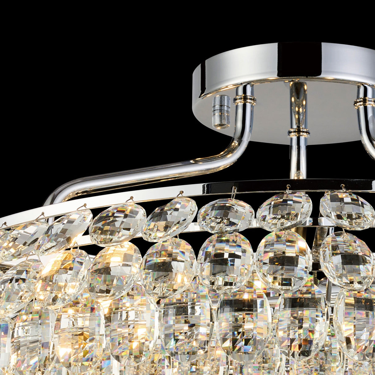 Coniston 15 Light Ring Crystal Semi-Flush Ceiling Light - Polished Chrome