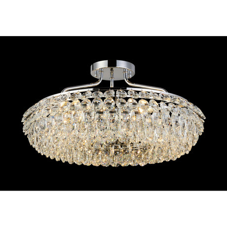 Coniston 15 Light Ring Crystal Semi-Flush Ceiling Light - Polished Chrome