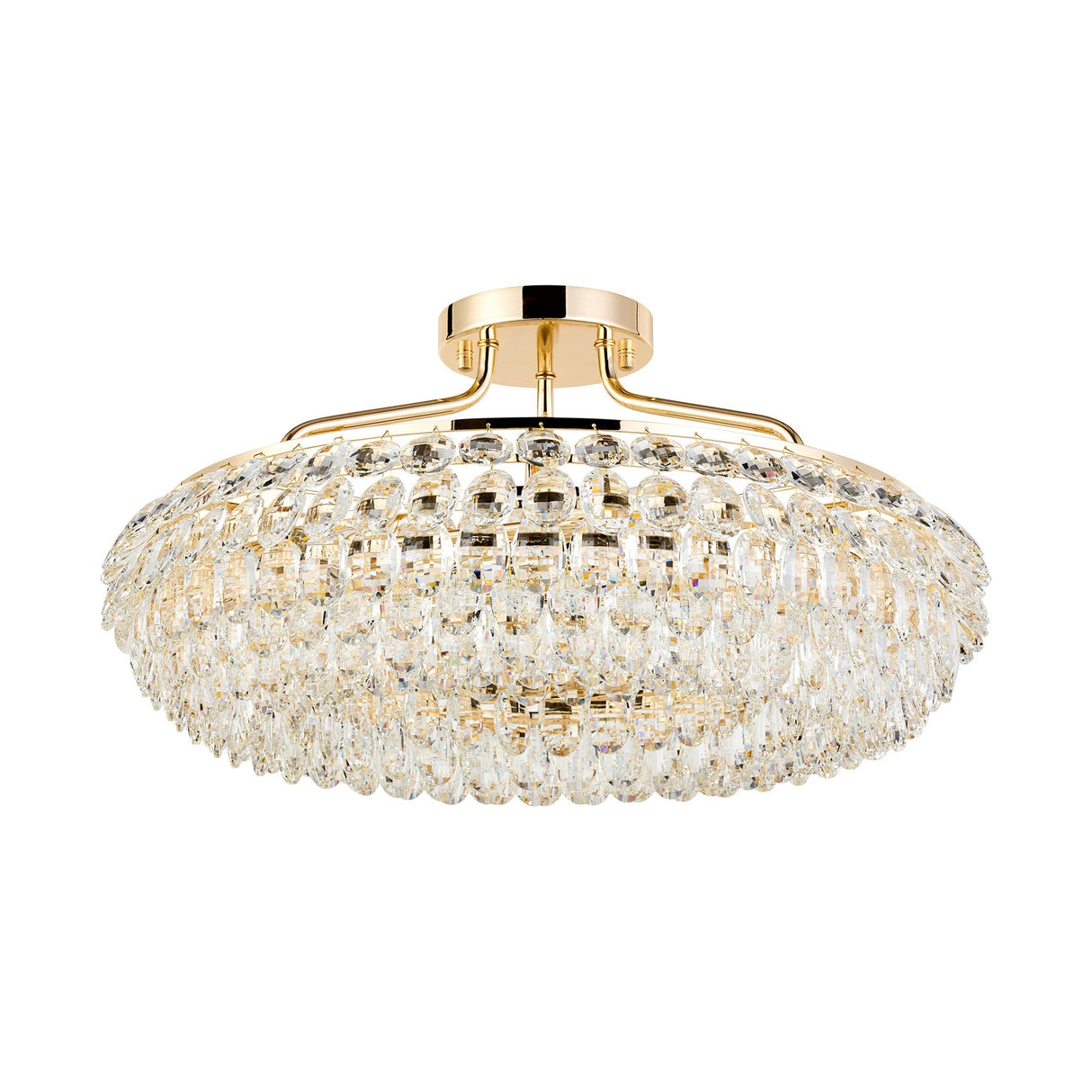 Coniston 15 Light Ring Crystal Semi-Flush Ceiling Light - French Gold