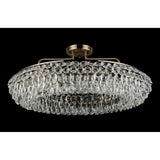 Coniston 18 Light Ring Crystal Semi-Flush Ceiling Light - Antique Brass