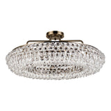 Coniston 18 Light Ring Crystal Semi-Flush Ceiling Light - Antique Brass