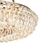 Coniston 18 Light Ring Crystal Semi-Flush Ceiling Light - Antique Brass