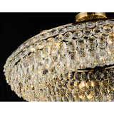 Coniston 18 Light Ring Crystal Semi-Flush Ceiling Light - Antique Brass