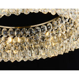 Coniston 18 Light Ring Crystal Semi-Flush Ceiling Light - Antique Brass