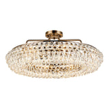 Coniston 18 Light Ring Crystal Semi-Flush Ceiling Light - Antique Brass