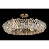 Coniston 18 Light Ring Crystal Semi-Flush Ceiling Light - Antique Brass