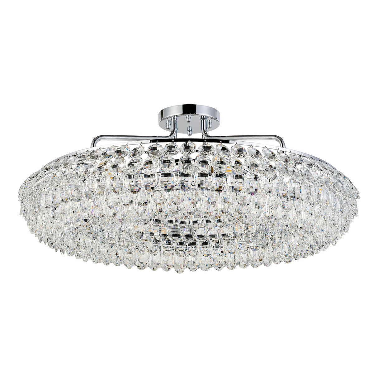 Coniston 18 Light Ring Crystal Semi-Flush Ceiling Light - Polished Chrome
