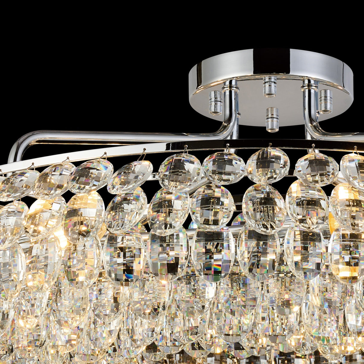 Coniston 18 Light Ring Crystal Semi-Flush Ceiling Light - Polished Chrome